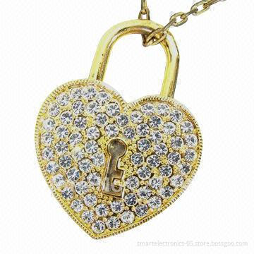 Jewelry heart-shaped USB flash drives, 64MB-128GB capacity
